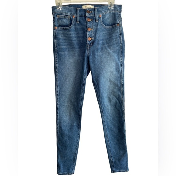 Madewell Womens 10" High Rise Skinny Jeans Sz 27 Button Fly Medium Wash Stretch - Picture 4 of 14